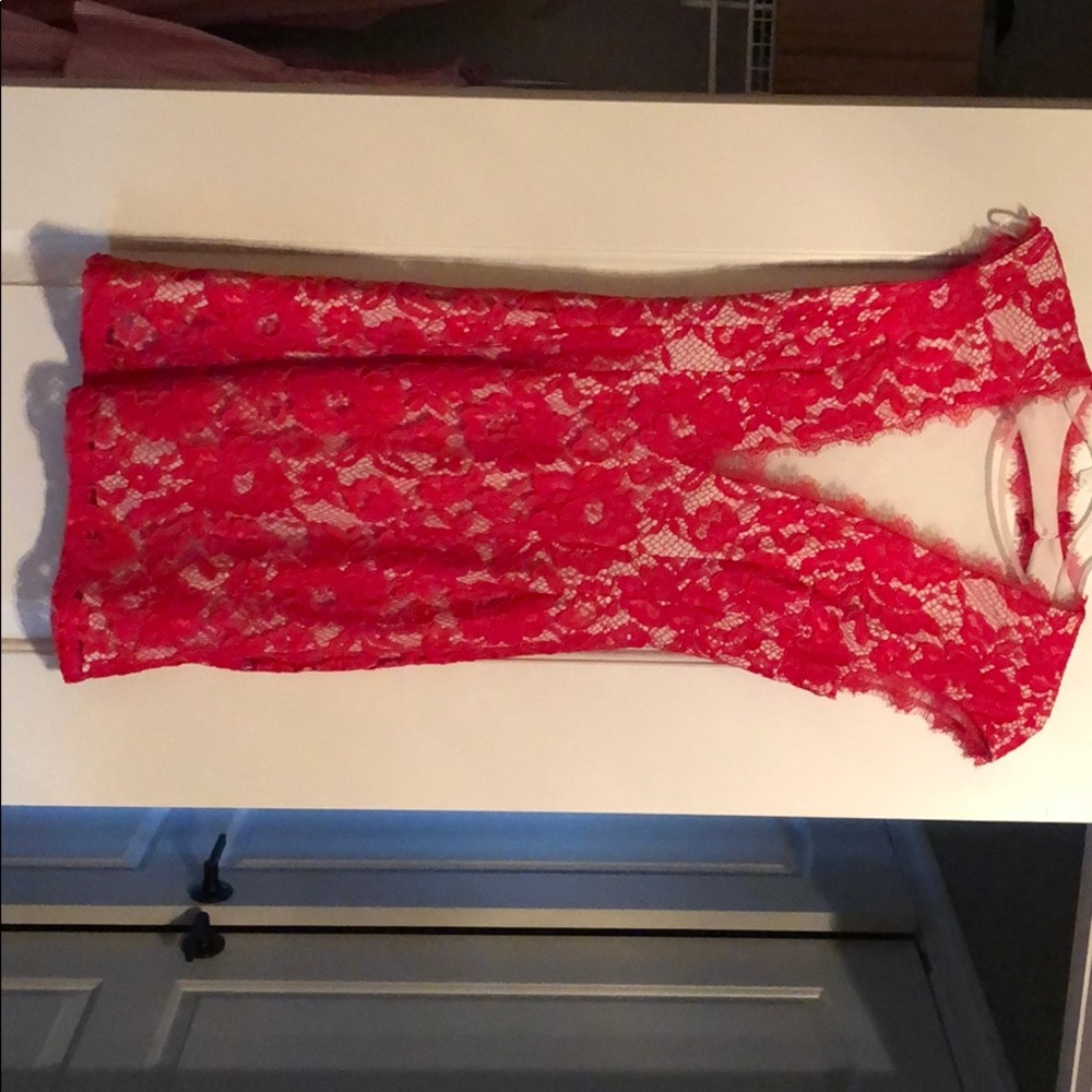 Red cocktail dress.